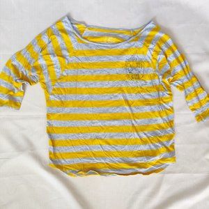 GAP Yellow Gray Stripped 100% Cotton Long-sleeve T-shirt